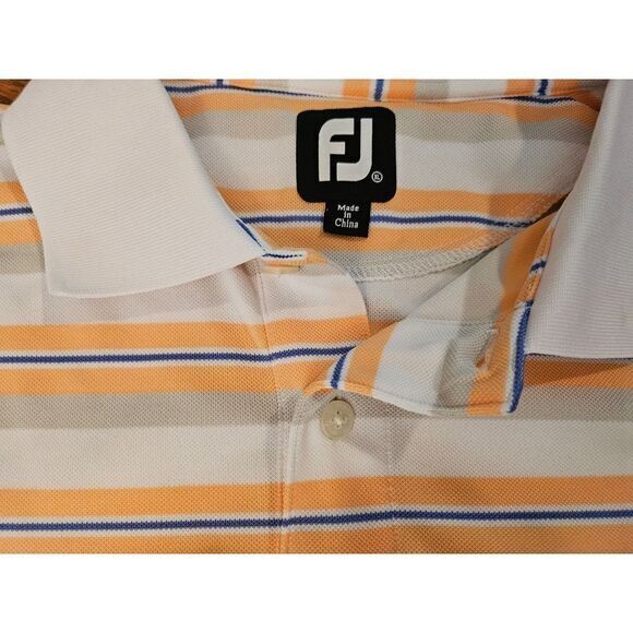 Footjoy Mens Large Orange Blue Striped Golf Polo Shirt XL‎ - Picture 1 of 7